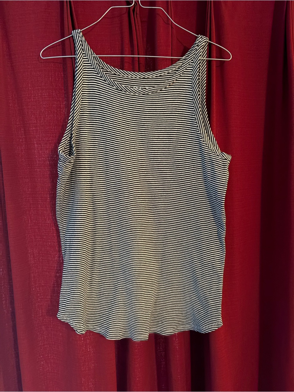 LOFT Black and White Striped Tank Top